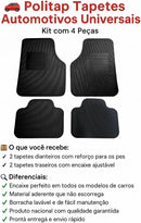 Jogo de Tapetes Automotivos Universais em Borracha, 4 Peças