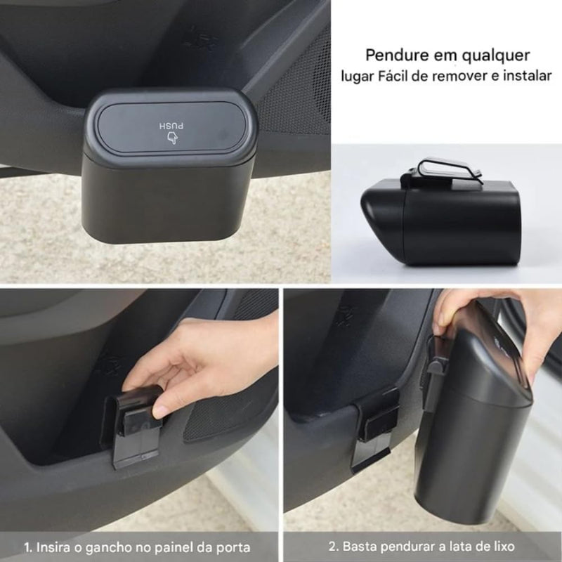 Lixeira Automotiva para Carro – Compacta, Dobrável e Impermeável com Fixação no Banco
