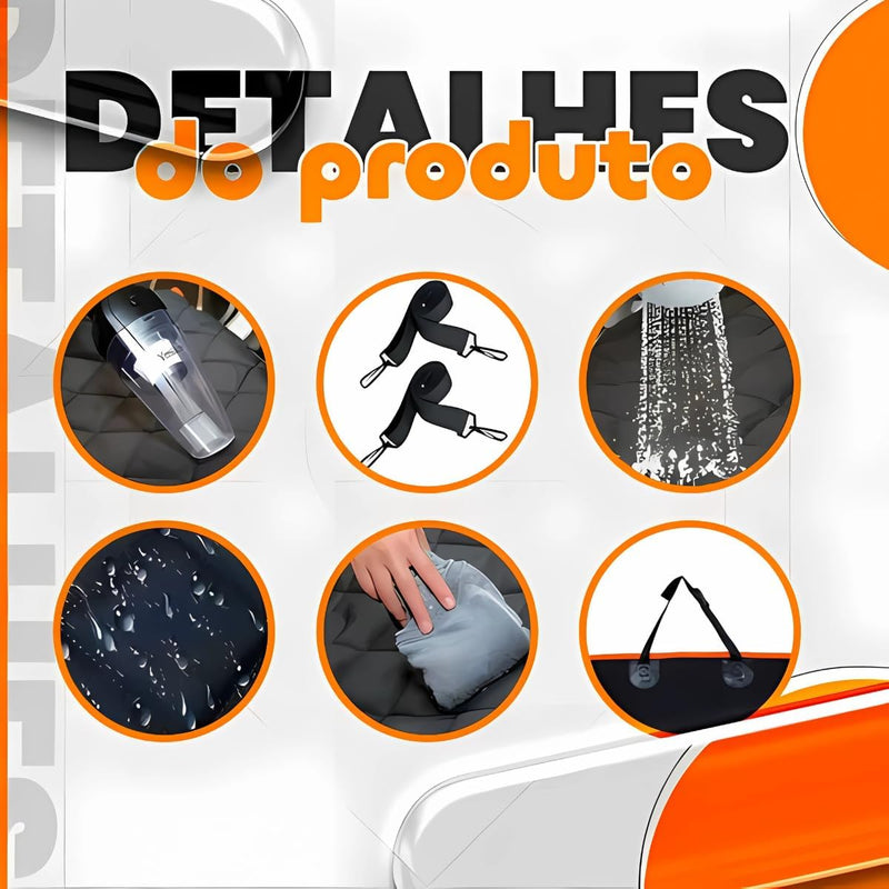 Capa Impermeável para Proteção Completa dos Bancos do Carro – Ideal para Pets, Resistente a Águas e Sujeira, Facilidade de Limpeza e Durabilidade (Laranja)
